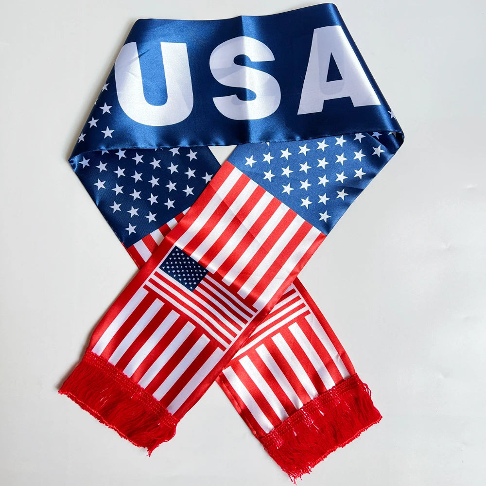 Écharpe Drapeau Haïti Norvège 2026, 14x135cm, Imprimée Double Face en Satin, avec Pompons, Idéale pour le Football et les Sports