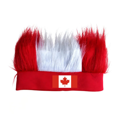 Bandeau Perruque pour Supporters de Football avec Autocollant Drapeau National, Bandeau Poilu, Perruques Chapeau Fou de Football, Accessoires de Costume pour Événements Sportifs