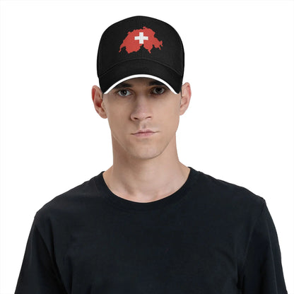 Casquette de baseball avec drapeau et carte de la Suisse, streetwear suisse, chapeaux hip-hop, casquette snapback pour hommes et femmes, sport de plein air, printemps