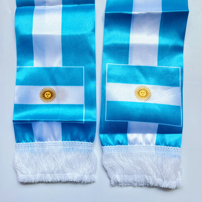 Écharpe Drapeau Haïti Norvège 2026, 14x135cm, Imprimée Double Face en Satin, avec Pompons, Idéale pour le Football et les Sports