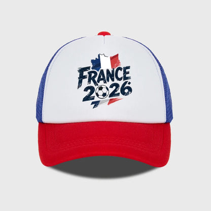 Casquette de baseball en maille respirante et réglable France 2026 avec imprimé football pour les fans de sport et les activités décontractées en extérieur