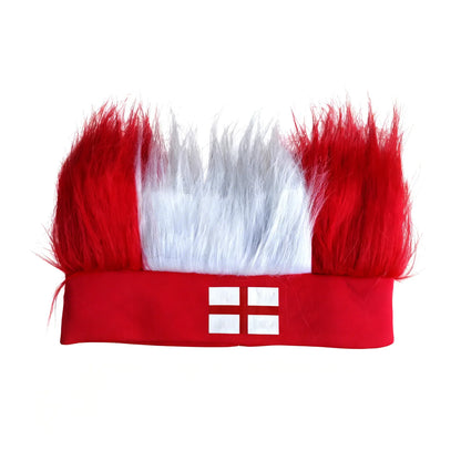 Bandeau Perruque pour Supporters de Football avec Autocollant Drapeau National, Bandeau Poilu, Perruques Chapeau Fou de Football, Accessoires de Costume pour Événements Sportifs