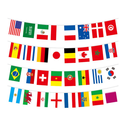 Drapeaux internationaux des pays, banderole, fanion à cordes, décor de fête, guirlande du monde de la coupe de football
