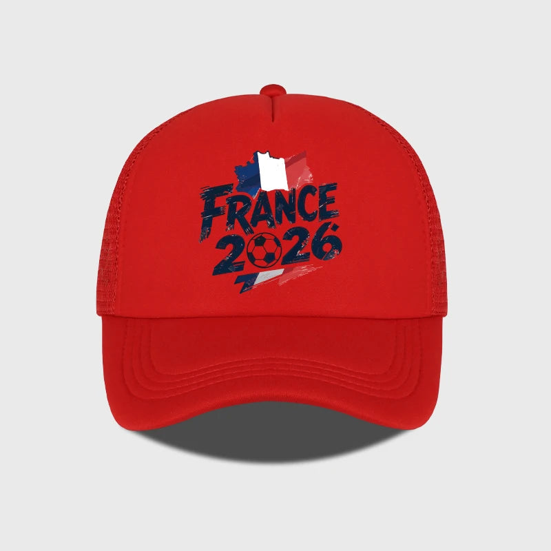 Casquette de baseball en maille respirante et réglable France 2026 avec imprimé football pour les fans de sport et les activités décontractées en extérieur