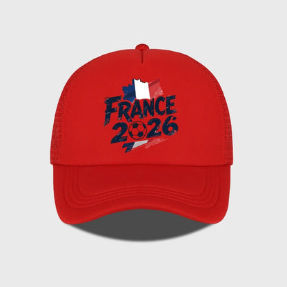 Casquette de baseball en maille respirante et réglable France 2026 avec imprimé football pour les fans de sport et les activités décontractées en extérieur
