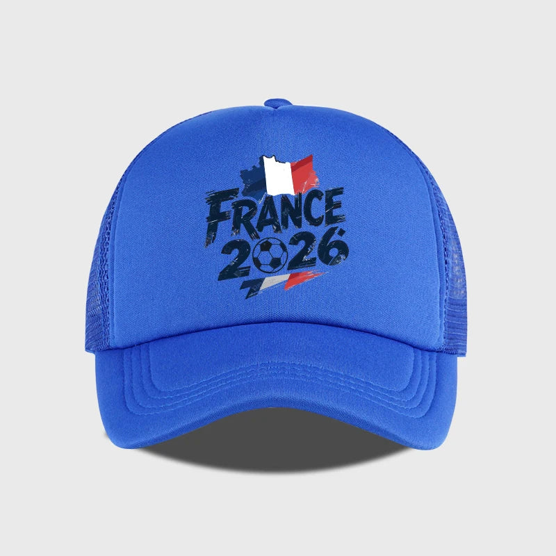 Casquette de baseball en maille respirante et réglable France 2026 avec imprimé football pour les fans de sport et les activités décontractées en extérieur
