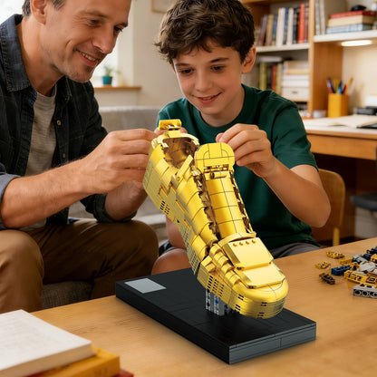 Jeu de Construction Chaussure de Football Dorée – Maquette Décorative en Briques pour Enfants et Adultes