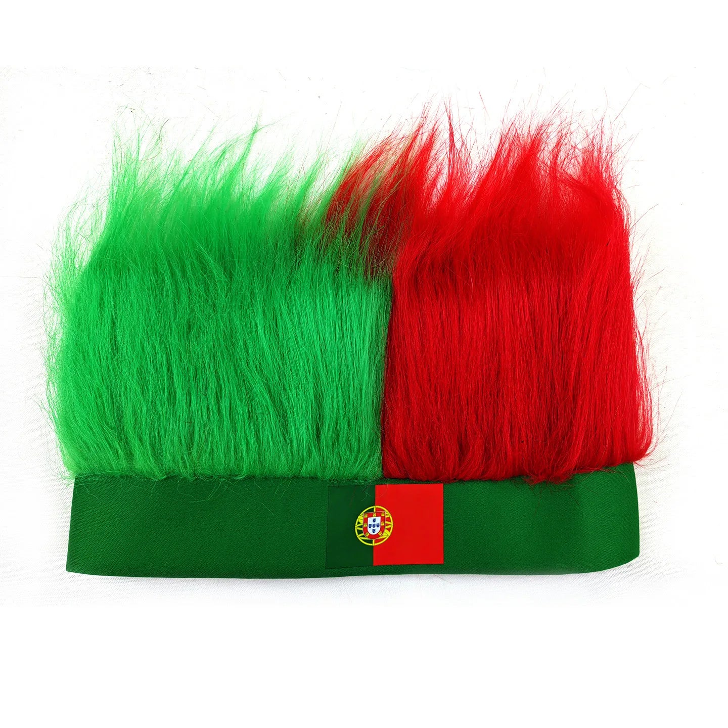 Bandeau Perruque pour Supporters de Football avec Autocollant Drapeau National, Bandeau Poilu, Perruques Chapeau Fou de Football, Accessoires de Costume pour Événements Sportifs