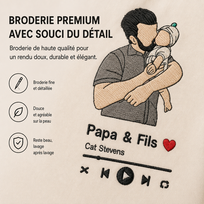 Sweat ou t-shirt brodé avec votre photo, portrait personnalisé
