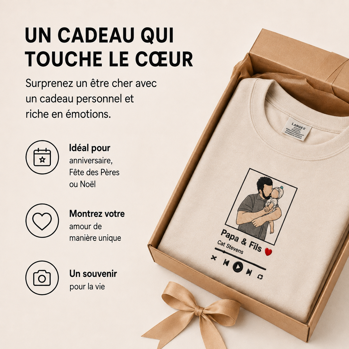 Sweat ou t-shirt brodé avec votre photo, portrait personnalisé
