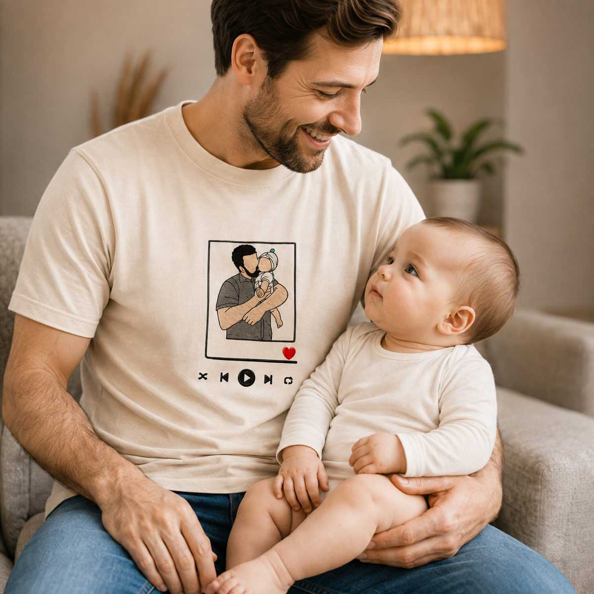 Sweat ou t-shirt brodé avec votre photo, portrait personnalisé