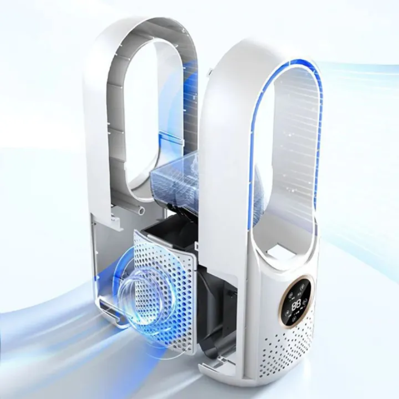 Rafraîchisseur d’Air USB Sans Pales avec Humidificateur, 6 Vitesses & Minuterie