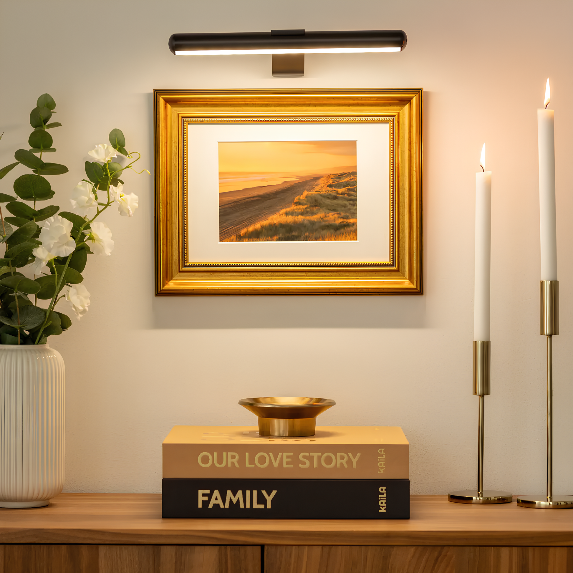 ArtGlow Éclairage LED sans fil pour tableaux – Applique murale rechargeable avec télécommande, lumière dimmable