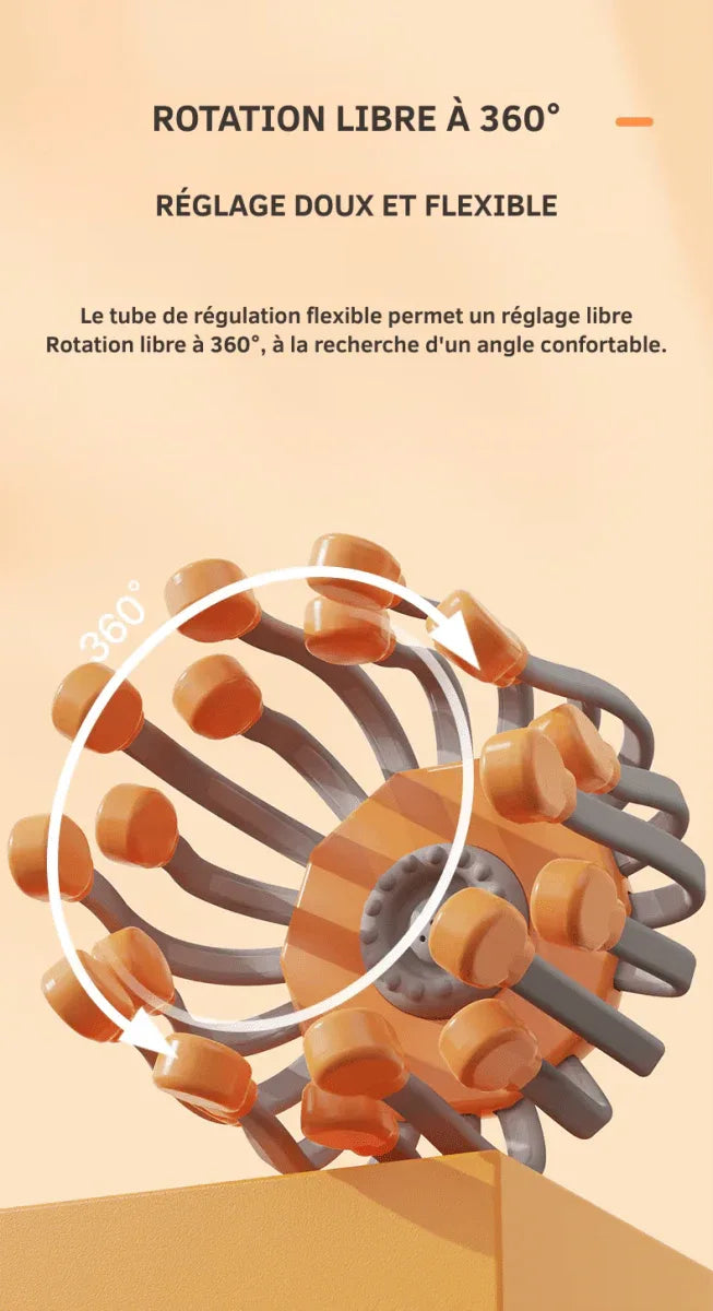 Appareil de Massage du Cuir Chevelu – Relaxation Instantanée, Lumière Rouge et Stimulation Capillaire - Rondor