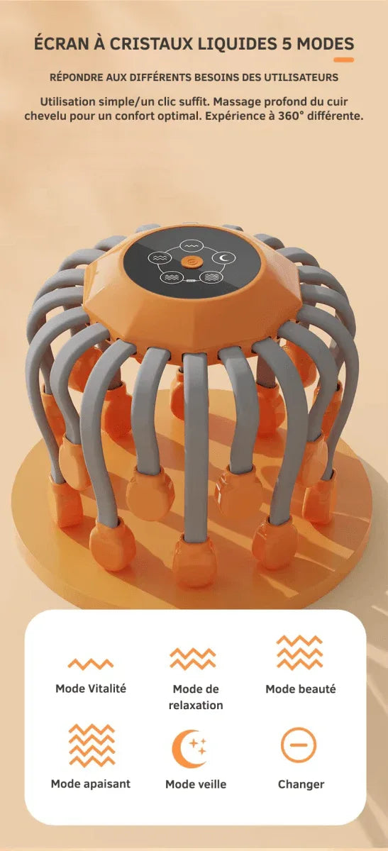 Appareil de Massage du Cuir Chevelu – Relaxation Instantanée, Lumière Rouge et Stimulation Capillaire - Rondor