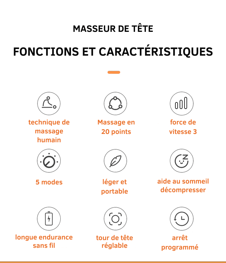 Appareil de Massage du Cuir Chevelu – Relaxation Instantanée, Lumière Rouge et Stimulation Capillaire - Rondor