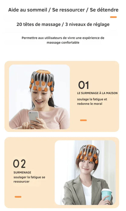 Appareil de Massage du Cuir Chevelu – Relaxation Instantanée, Lumière Rouge et Stimulation Capillaire - Rondor