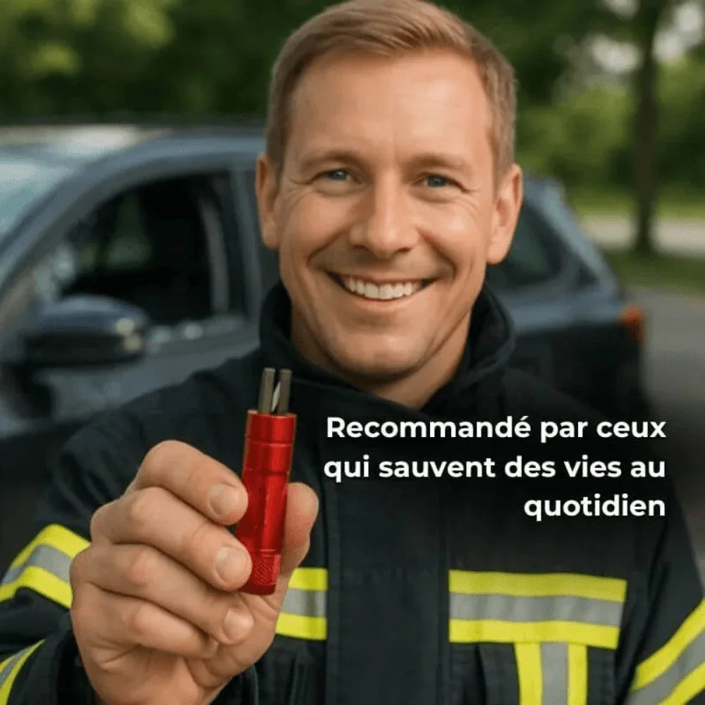 AutoSecours™ – Outil de Sécurité Automobile Coupe - Ceinture & Brise - Vitre d’Urgence - Rondor