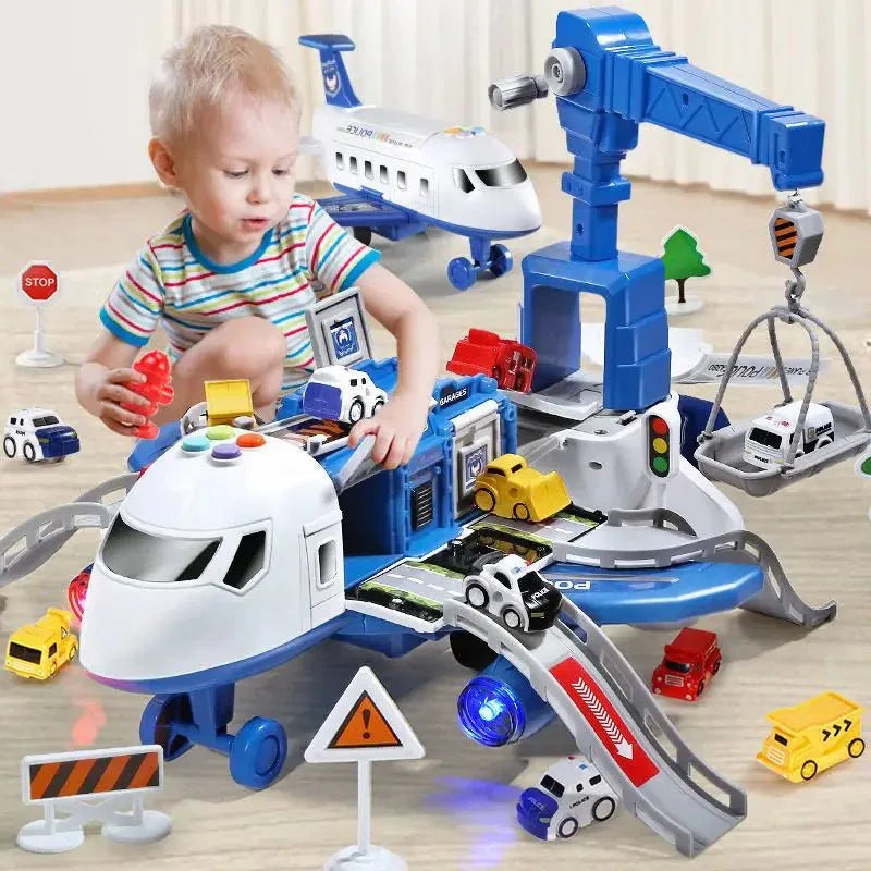 Avion Jouet Interactif avec Voitures – Set de Jeu et Rangement de Véhicules pour Tout - Petits - Rondor