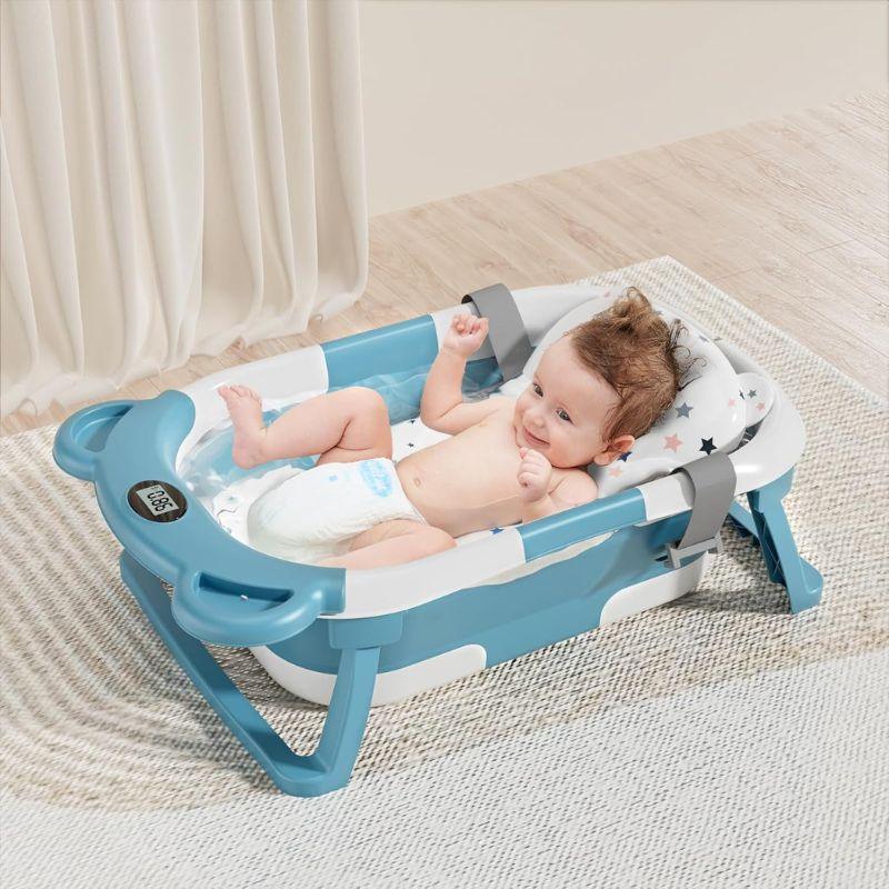 Baignoire Bébé Pliable avec Matelas Ergonomique, 0–24 Mois | RONDOR - Rondor