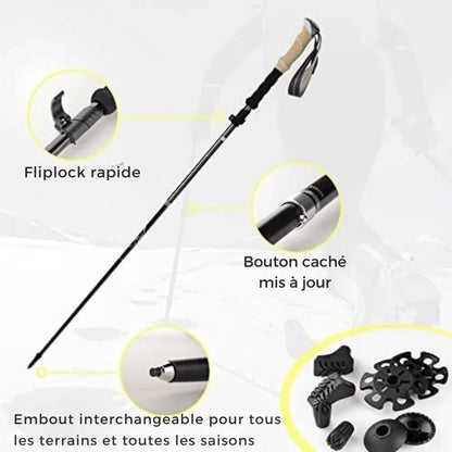 Bâtons de Randonnées/Trekking - Bâtons de Marche Pliable Antichoc Télescopique en Aluminium - Ultra - Léger - Rondor
