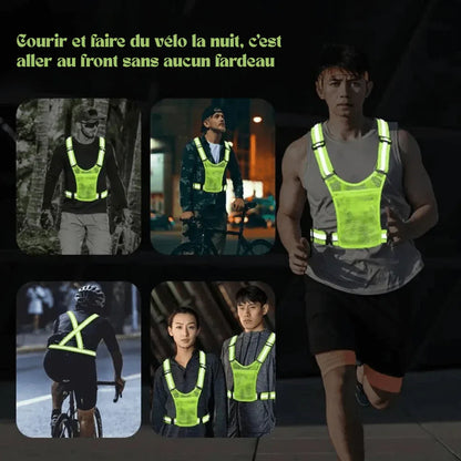 BEAMRUN – Gilet de sécurité réfléchissant pour la course à pied et le cyclisme avec grande poche pour téléphone portable et portefeuille - Rondor