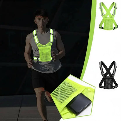 BEAMRUN – Gilet de sécurité réfléchissant pour la course à pied et le cyclisme avec grande poche pour téléphone portable et portefeuille - Rondor