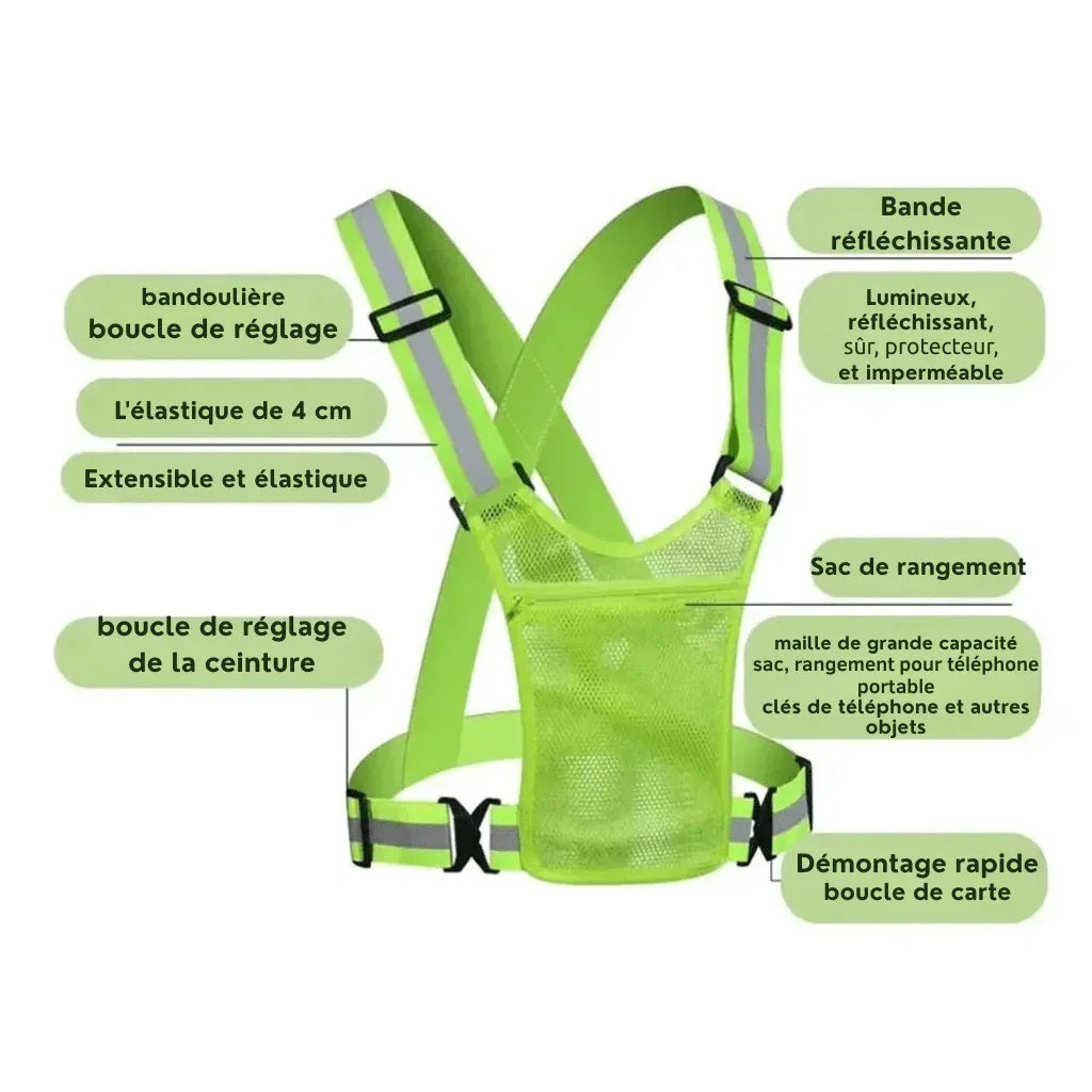 BEAMRUN – Gilet de sécurité réfléchissant pour la course à pied et le cyclisme avec grande poche pour téléphone portable et portefeuille - Rondor