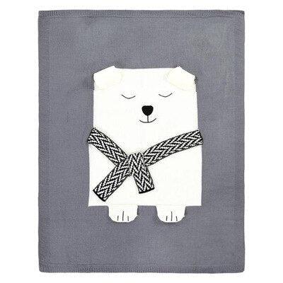 BébéSafari™ Couverture Tricotée Coton & Bambou Motif Animal - Rondor