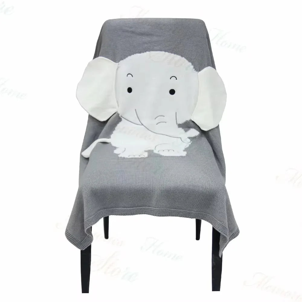 BébéSafari™ Couverture Tricotée Coton & Bambou Motif Animal - Rondor