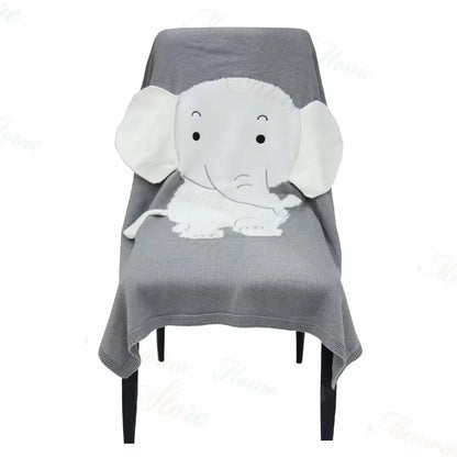 BébéSafari™ Couverture Tricotée Coton & Bambou Motif Animal - Rondor