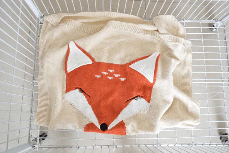 BébéSafari™ Couverture Tricotée Coton & Bambou Motif Animal - Rondor