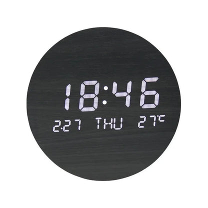 BoisTempo – Horloge de Bureau en Bois avec Alarme et Affichage LED - Rondor