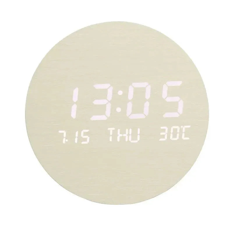 BoisTempo – Horloge de Bureau en Bois avec Alarme et Affichage LED - Rondor