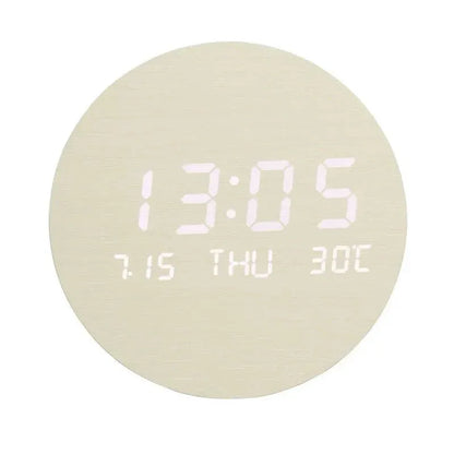 BoisTempo – Horloge de Bureau en Bois avec Alarme et Affichage LED - Rondor