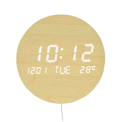 BoisTempo – Horloge de Bureau en Bois avec Alarme et Affichage LED - Rondor