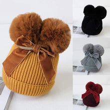 Bonnet tricoté à double pompon avec noeud - Rondor