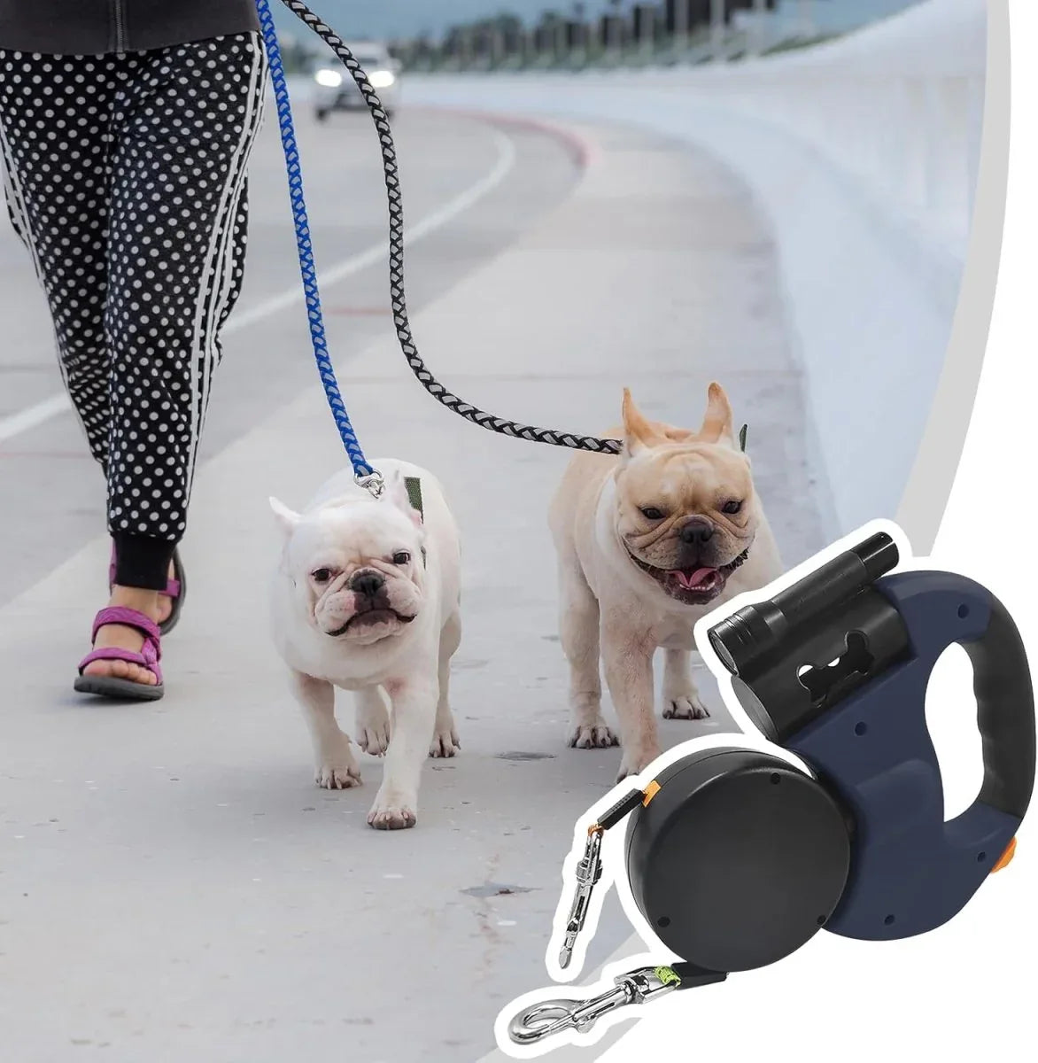 Bordeaux Duo | Laisse double pour chien 3 en 1 avec rotation 360° - Rondor