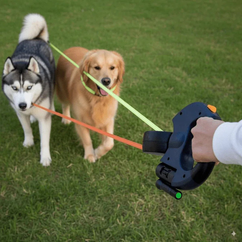 Bordeaux Duo | Laisse double pour chien 3 en 1 avec rotation 360° - Rondor