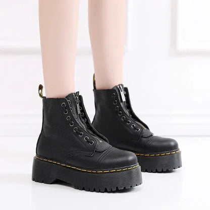 Bottes à plateforme en cuir véritable - Rondor