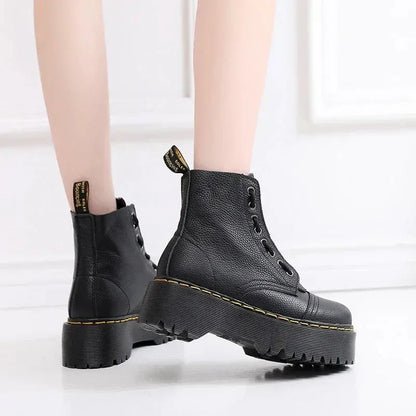 Bottes à plateforme en cuir véritable - Rondor