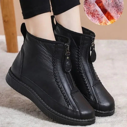 Bottes Chaudes Hiver Femmes en Cuir Souple - Imperméable & Fourrure Intérieure - Rondor