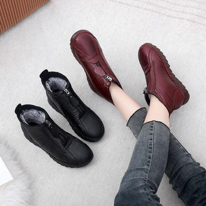 Bottes Chaudes Hiver Femmes en Cuir Souple - Imperméable & Fourrure Intérieure - Rondor