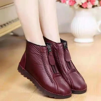 Bottes Chaudes Hiver Femmes en Cuir Souple - Imperméable & Fourrure Intérieure - Rondor