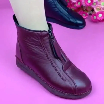 Bottes Chaudes Hiver Femmes en Cuir Souple - Imperméable & Fourrure Intérieure - Rondor