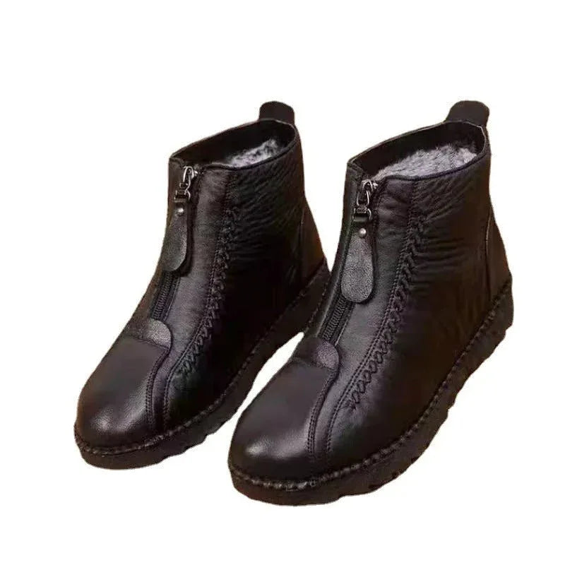 Bottes Chaudes Hiver Femmes en Cuir Souple - Imperméable & Fourrure Intérieure - Rondor