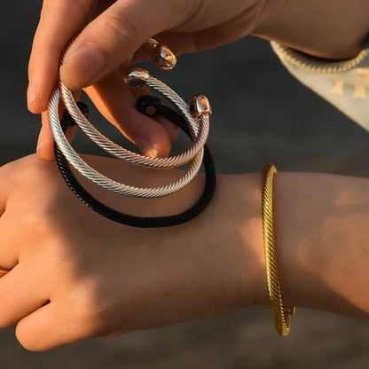Bracelet magnétique thérapeutique en acier torsadé – équilibre & énergie - Rondor
