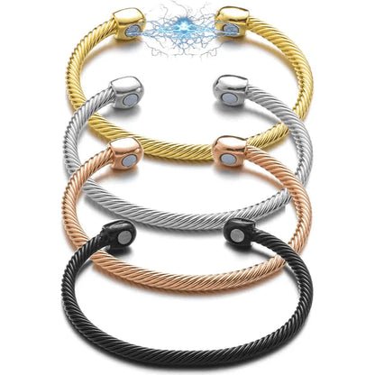 Bracelet magnétique thérapeutique en acier torsadé – équilibre & énergie - Rondor