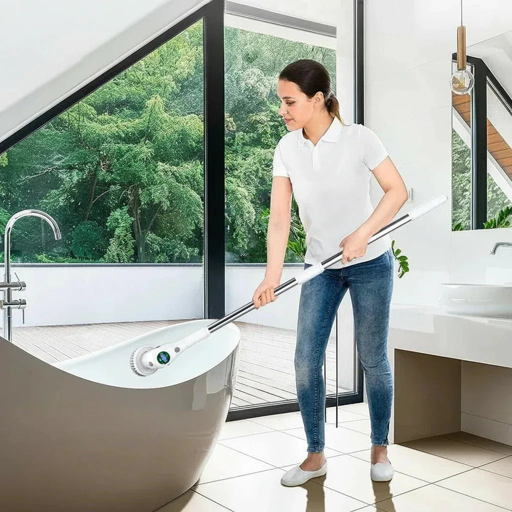 Brosse à récurer électrique, brosse de nettoyage numérique avec 8 têtes interchangeables - Rondor