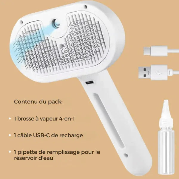 Brosse à vapeur 4en1 pour animaux Brosse à vapeur pour chien - FurFresh™ - Rondor